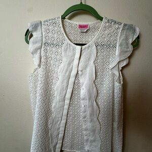 Kate Spade  White Blouse Eyelet Button-Up size S